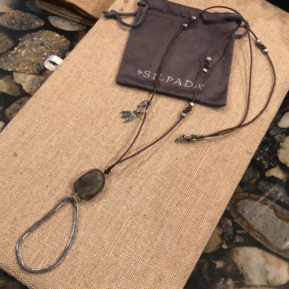 Brown Leather Sterling Pendant Necklace